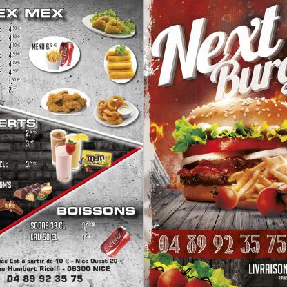 Dépliant burger A4 fermé A5 deux volets